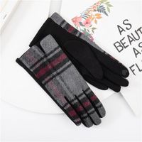 Women's Retro Plaid Woolen Polyester Gloves sku image 31