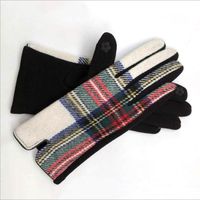 Frau Retro Plaid Wolle Polyester Handschuhe sku image 17