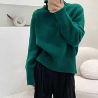 Simple Style Solid Color Polyacrylonitrile Fiber Round Neck Long Sleeve Regular Sleeve Patchwork Sweater main image 3