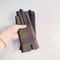 Frau Retro Plaid Wolle Polyester Handschuhe sku image 35