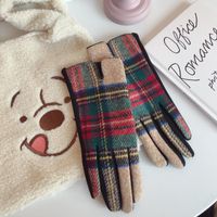 Frau Retro Plaid Wolle Polyester Handschuhe sku image 1