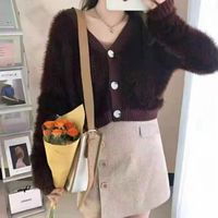 Casual Solid Color Plush V Neck Long Sleeve Regular Sleeve Button Coat main image 7