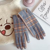 Frau Retro Plaid Wolle Polyester Handschuhe sku image 4