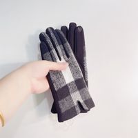 Women's Retro Plaid Woolen Polyester Gloves sku image 41