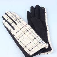 Frau Retro Plaid Wolle Polyester Handschuhe sku image 7