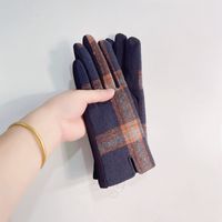 Frau Retro Plaid Wolle Polyester Handschuhe sku image 36
