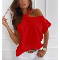 Women's T-shirt Short Sleeve T-shirts Patchwork Hollow Out Casual Fashion Solid Color main image 3