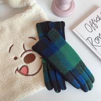 Frau Retro Plaid Wolle Polyester Handschuhe sku image 6