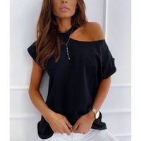 Women's T-shirt Short Sleeve T-shirts Patchwork Hollow Out Casual Fashion Solid Color main image 4