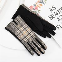 Frau Retro Plaid Wolle Polyester Handschuhe sku image 8