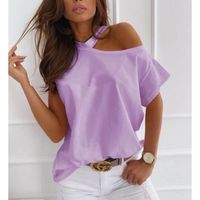 Women's T-shirt Short Sleeve T-shirts Patchwork Hollow Out Casual Fashion Solid Color main image 6