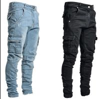 Men's Casual Fashion Solid Color Full Length Pocket Jeans main image 5