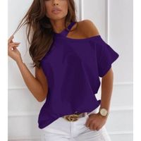 Women's T-shirt Short Sleeve T-shirts Patchwork Hollow Out Casual Fashion Solid Color main image 5