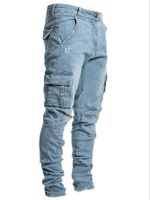 Men's Casual Fashion Solid Color Full Length Pocket Jeans main image 2