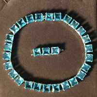 Retro Quadrat Legierung Überzug Inlay Künstlicher Kristall Halskette sku image 6
