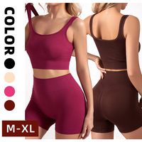 Einfarbig Einfarbig Nylon U-ausschnitt Rücken Frei Trainings Anzug Weste Capri Shorts Im Einfachen Stil main image 2