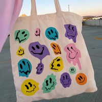 Women's Cute Letter Smiley Face Flower Shopping Bags sku image 15