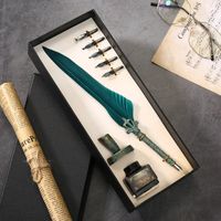 Retro Feather Gothic Body Dip Ink Pen Kit Gift Box Set sku image 6