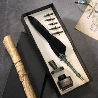 Retro Feather Gothic Body Dip Ink Pen Kit Gift Box Set sku image 4