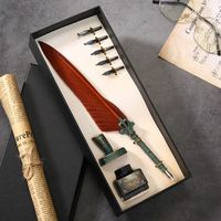 Retro Feather Gothic Body Dip Ink Pen Kit Gift Box Set sku image 7