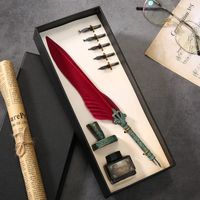 Retro Feather Gothic Body Dip Ink Pen Kit Gift Box Set sku image 9