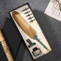 Retro Feather Gothic Body Dip Ink Pen Kit Gift Box Set sku image 12
