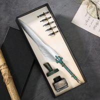 Retro Feather Gothic Body Dip Ink Pen Kit Gift Box Set sku image 11