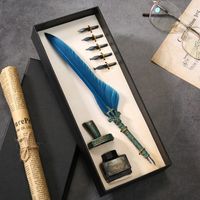 Retro Feather Gothic Body Dip Ink Pen Kit Gift Box Set sku image 8