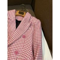Women's Fashion Houndstooth Double Breasted Coat Woolen Coat main image 4