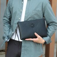 Men's Solid Color Pu Leather Zipper Clutch Bag main image 1