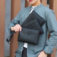 Men's Solid Color Pu Leather Zipper Clutch Bag main image 4