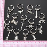 1 Piece Cute Vintage Style Simple Style Fork Dinosaur Solid Color Stainless Steel Alloy Drop Earrings main image 6