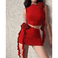 Daily Women's Streetwear Flower Knit Flowers Skirt Sets Skirt Sets main image 1