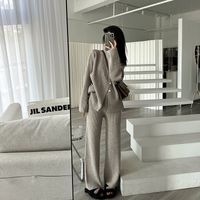 Daily Street Women's Simple Style Solid Color Polyester Slit Button Pants Sets Pants Sets main image 1