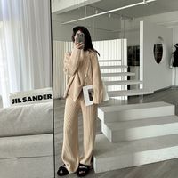 Daily Street Women's Simple Style Solid Color Polyester Slit Button Pants Sets Pants Sets sku image 4