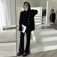 Daily Street Women's Simple Style Solid Color Polyester Slit Button Pants Sets Pants Sets sku image 3