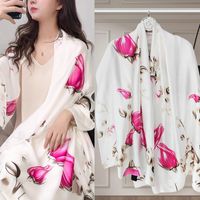 Women's Elegant Rose Polyester Printing Silk Scarf main image 6