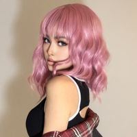 Women's Elegant Cute Pink Casual Holiday Chemical Fiber Bangs Short Curly Hair Wig Net main image 3
