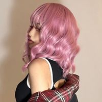 Women's Elegant Cute Pink Casual Holiday Chemical Fiber Bangs Short Curly Hair Wig Net main image 4
