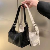 Women's Small Pu Leather Solid Color Streetwear Square Zipper Baguette Bag main image 6