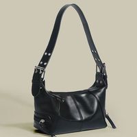 Women's Small Pu Leather Solid Color Streetwear Square Zipper Baguette Bag sku image 2