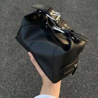 Women's Small Pu Leather Solid Color Streetwear Square Zipper Baguette Bag main image 5