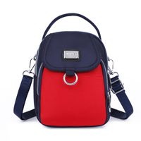 Women's Small Nylon Color Block Classic Style Semicircle Zipper Crossbody Bag sku image 8