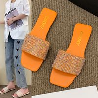 Women's Basic Solid Color Open Toe Slides Slippers main image 5