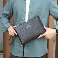 Men's Animal Solid Color Pu Leather Zipper Clutch Bag main image 4