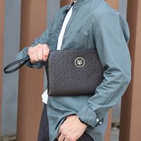 Men's Animal Solid Color Pu Leather Zipper Clutch Bag main image 3