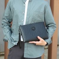 Men's Animal Solid Color Pu Leather Zipper Clutch Bag main image 2
