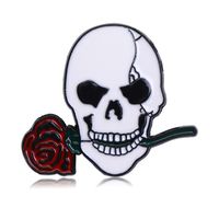 Cartoon Style Punk Flame Rose Skull Alloy Stamping Stoving Varnish Plating Unisex Brooches sku image 2