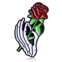 Cartoon Style Punk Flame Rose Skull Alloy Stamping Stoving Varnish Plating Unisex Brooches sku image 3