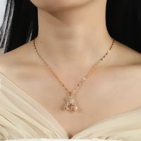 Titanium Steel Copper 18K Gold Plated Casual Cute Sweet Little Bear Inlay Zircon Pendant Necklace main image 5